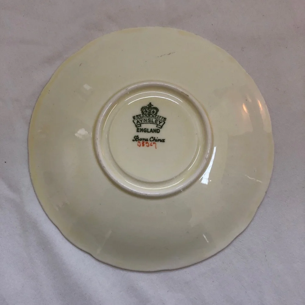 Vintage Aynsley Yellow & Gold Corset Bone China Cup and Saucer England